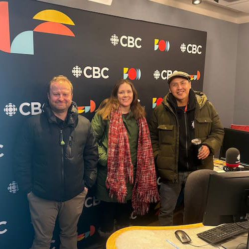 Erin Dej with the host of CBC North, in studio